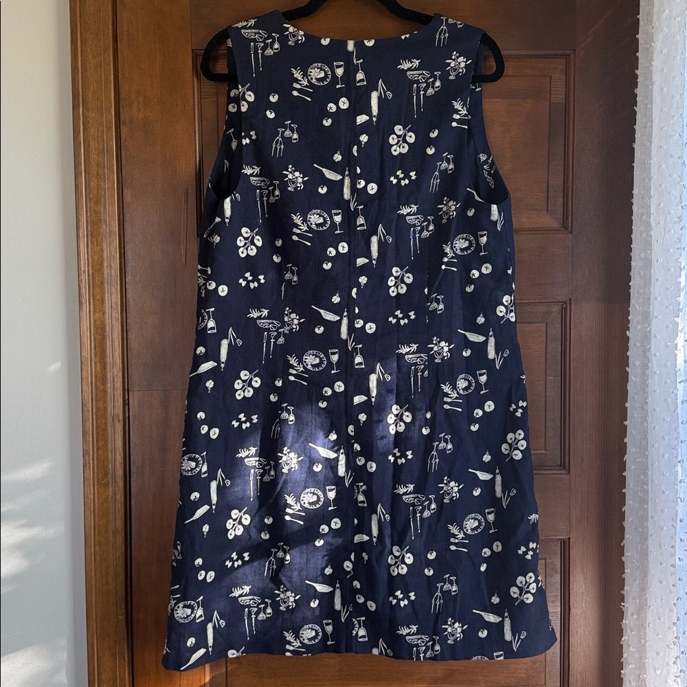 Abercrombie & Fitch Linen-Blend Tie-Front Mini Dress in Navy Patten 🍷🍝🍅 - Picture 13 of 13